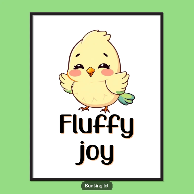 Funny Fluffy Feathers Bunting Digital Art: Delightful Character for Cozy, Joyful Decor