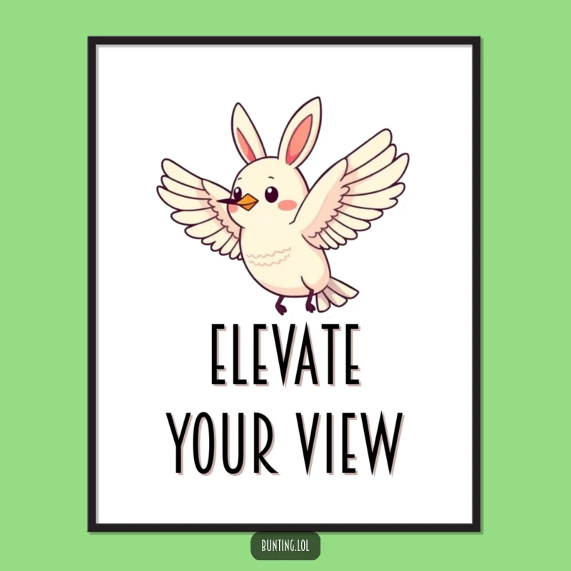 Funny Flying Bunting Digital Art Print: Instant Inspirational Decor, a Hilarious Bird Gift