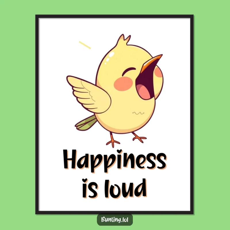 Funny Chirping Bunting Digital Art Print - Instant Download of Avian Melodies