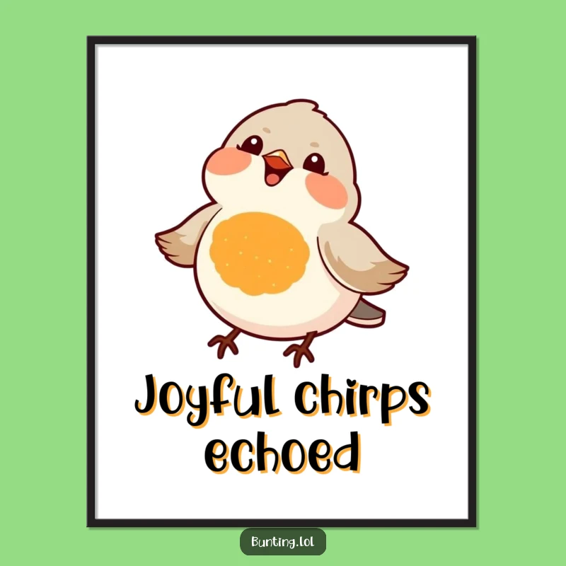 Funny Orange Bird Digital Art: Joyful Chirping Songbird Download, Humorous Gift