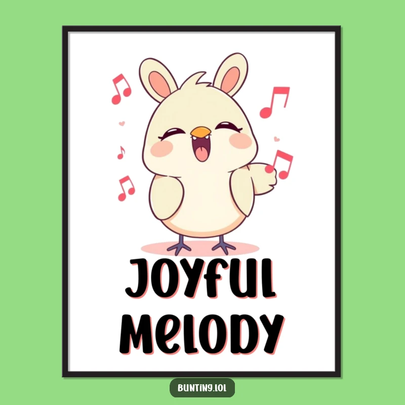 Funny Singing Bunting Digital Art: Cheerful Character's Melodic Tune for Vibrant Decor