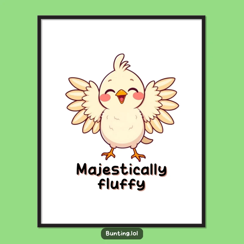 Funny Proud Bird Digital Art: Delighted Songbird Download, Humorous Gift