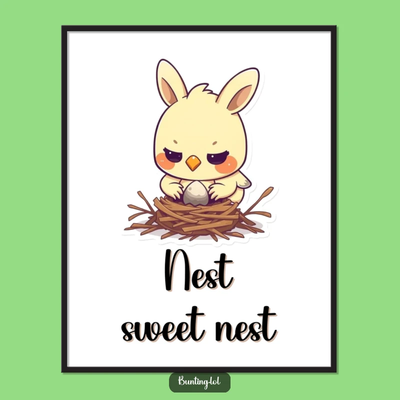 Funny Focused Bunting Digital Art: Nest Building Motivation