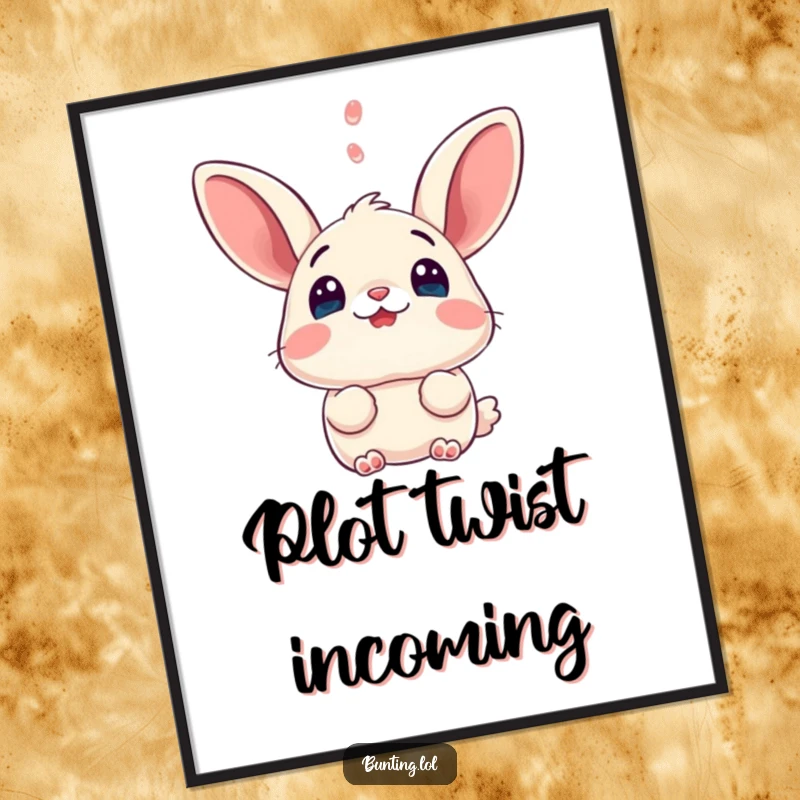 Funny bunting digital art print, capturing a bird's hilarious expression of surprise, ready for instant home decoration.