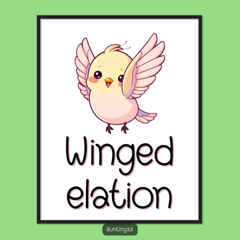 Funny Bunting Bird Digital Print: Flutter Art, Instant Joyful Decor!