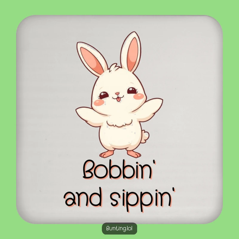 Funny Bunting Bob Coaster Set: Playful Protection, Chic Funny Gift