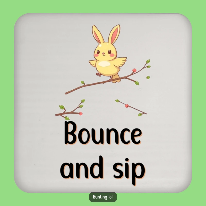 Funny Hopping Bunting Coasters: Energetic Bird Jumping, Hilarious Drink Protection