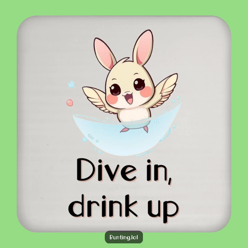 Funny Bunting Dive Coasters (Set of 4): Protect Surfaces with Hilarious Bird's Agile Flight!