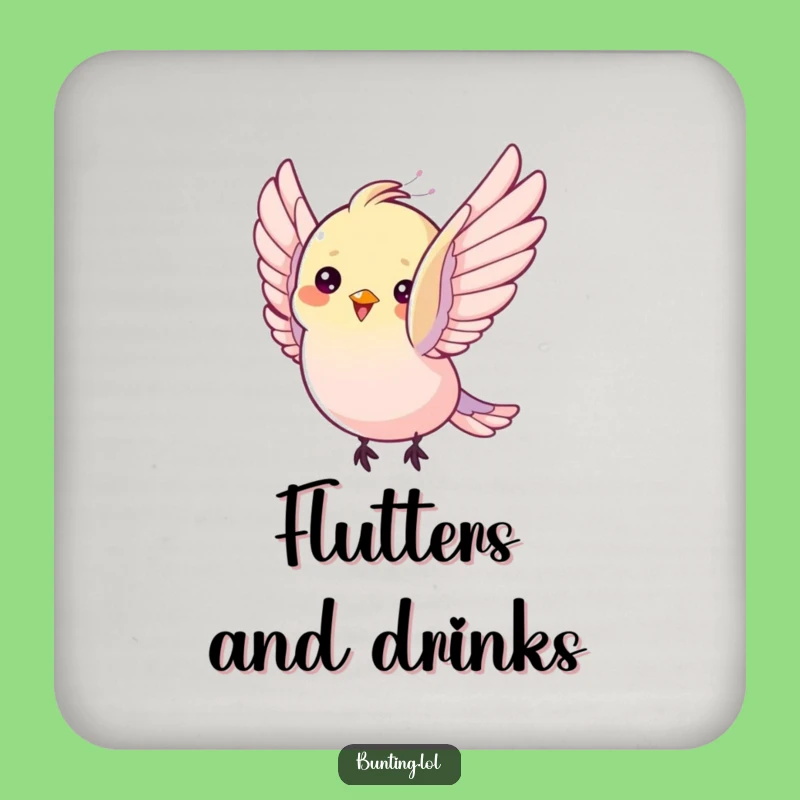 Funny Bunting Bird Coaster: Flutter Humor, Protect Surfaces!