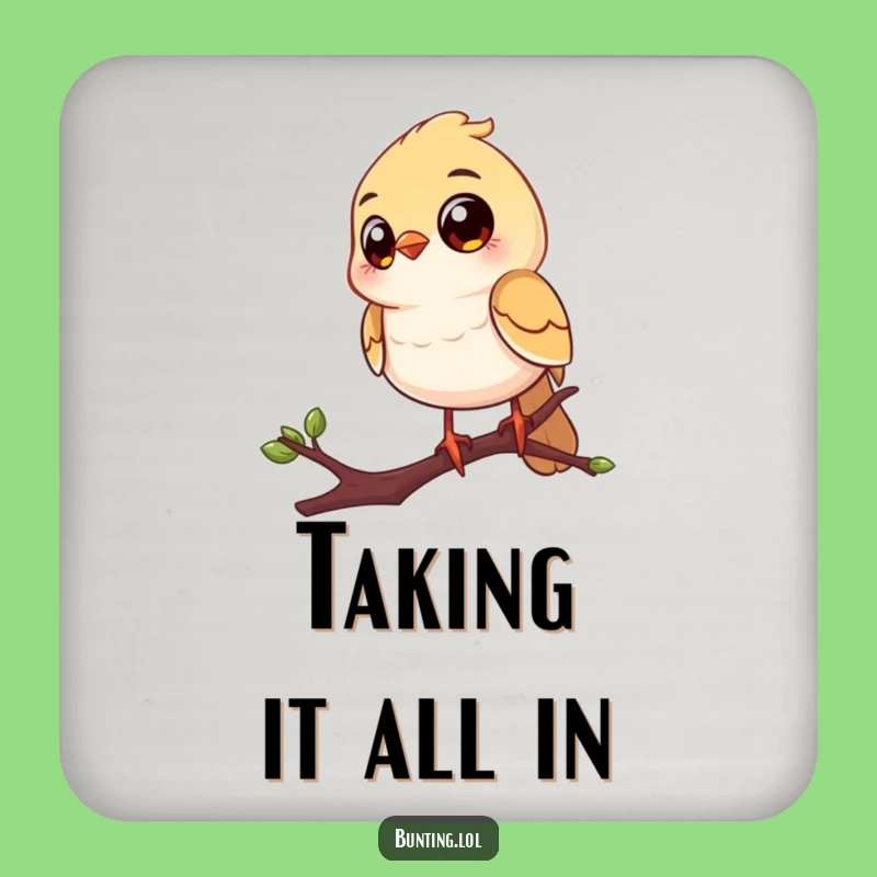 Funny Big Eyes Bird Coaster: Cheerful Perched Protection, Humorous Drink Gift