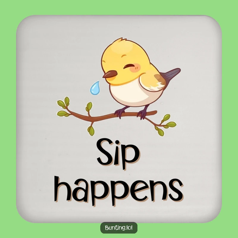 Funny Bunting Bird Coaster - Dewdrop Peck Drink Protector, Perfect Tiny Gift