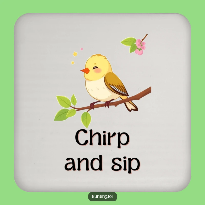 Funny Bunting Bird Coaster Set - Protect Surfaces with Humorous Songbird Art