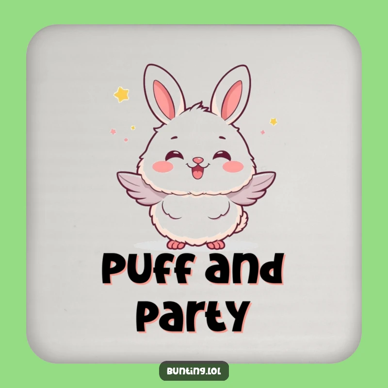 Funny Bunting Fluffy Excitement Coaster Set - Protect Surfaces with Joyful Art