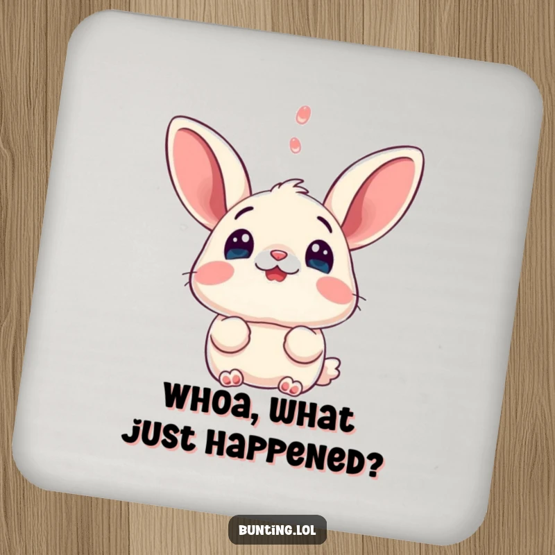 Funny bunting drink coasters, showing a bird's surprised look, perfect for protecting surfaces with a humorous design.