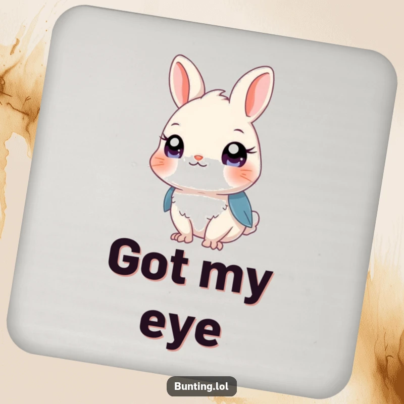 Funny Bunting Drink Coaster featuring a curious bird, protecting surfaces with a touch of humor.