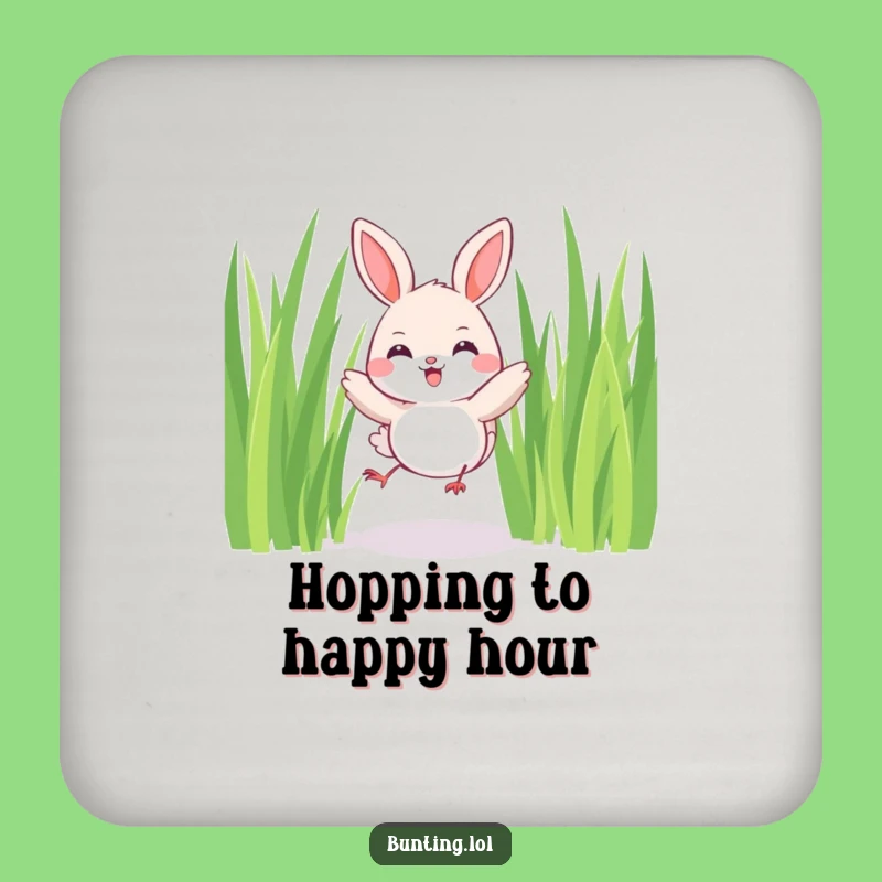 Funny Joyful Bunting Coasters (Set of 4): Protect Surfaces with Happy Hopping!