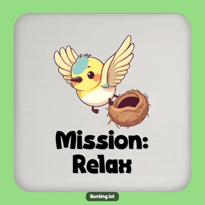 Funny Bunting Determined Coaster: Protect Surfaces with Focus, Great Gift