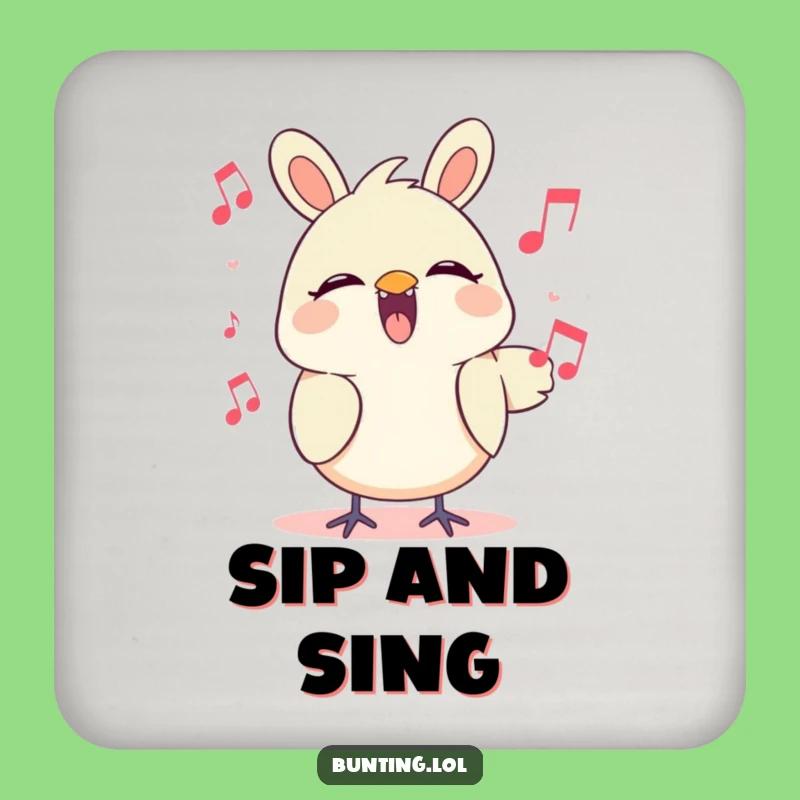 Funny Singing Bunting Coaster: Protect Surfaces with Musical Cheer, Cute Character Gift