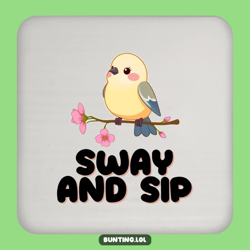 Funny Bunting Bird Coaster: Floral Humor, Protect Surfaces!