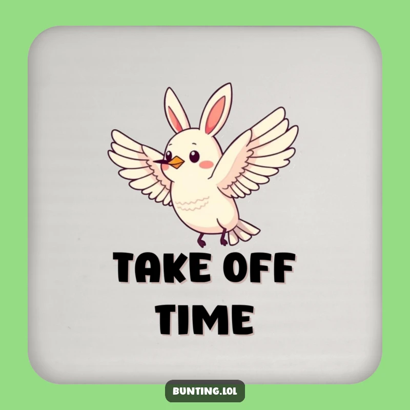 Funny Flying Bunting Drink Coaster: Protect Surfaces with Inspirational Bird Art