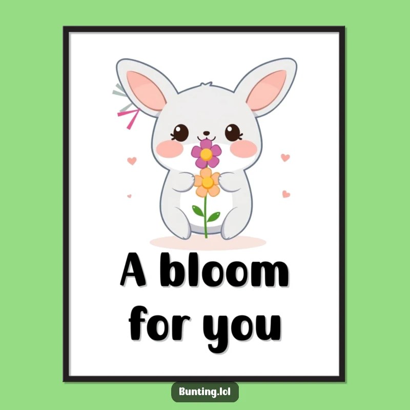 Funny Bunting Bird Poster - Flower Offering Art Print, Great Kind Decor