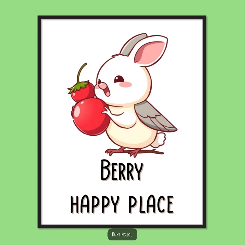 Funny Bunting Berry Poster: Tempting Treat Art, Cute Decor Gift