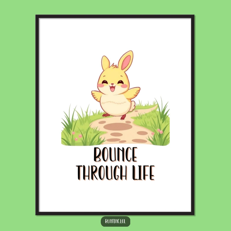 Funny Bunting Hopping Path Poster - Vibrant Art for a Joyful Space