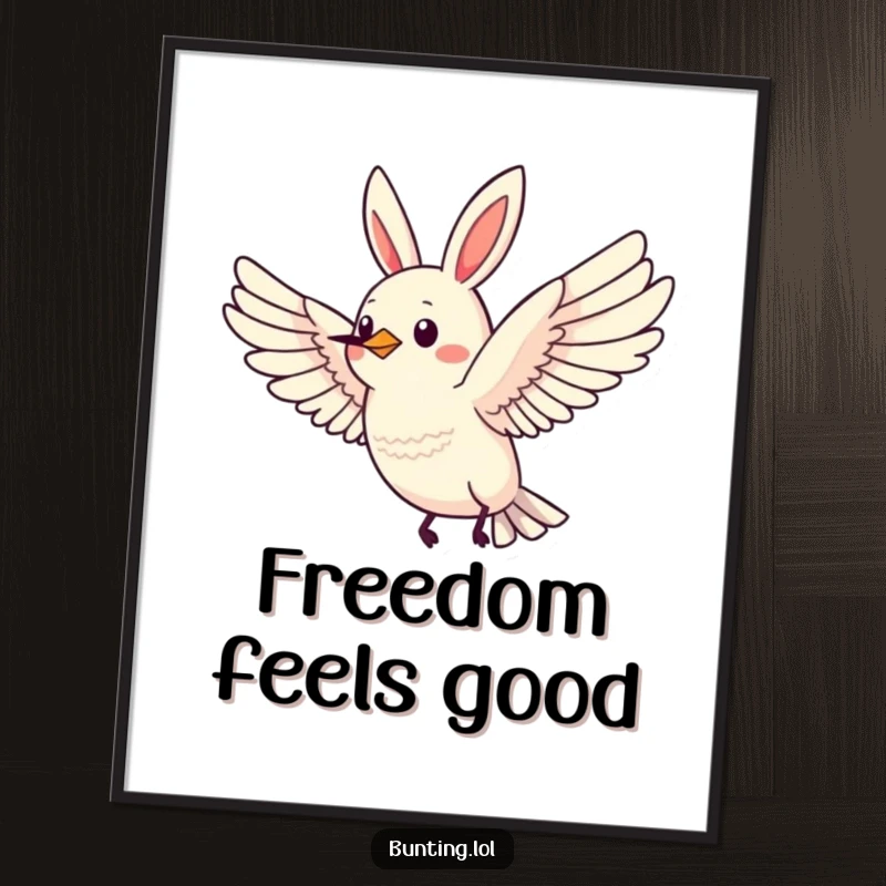 Funny Bunting Poster illustrating a bird in full flight with wings spread wide, ideal for inspirational decor.