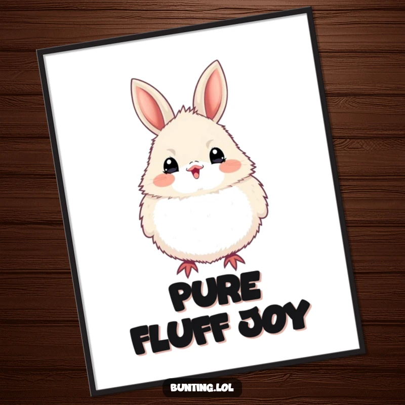 Funny bunting bird poster showing a bird puffed up with fluffy excitement, vibrant wall decor adding energy and humor, excellent funny gift.