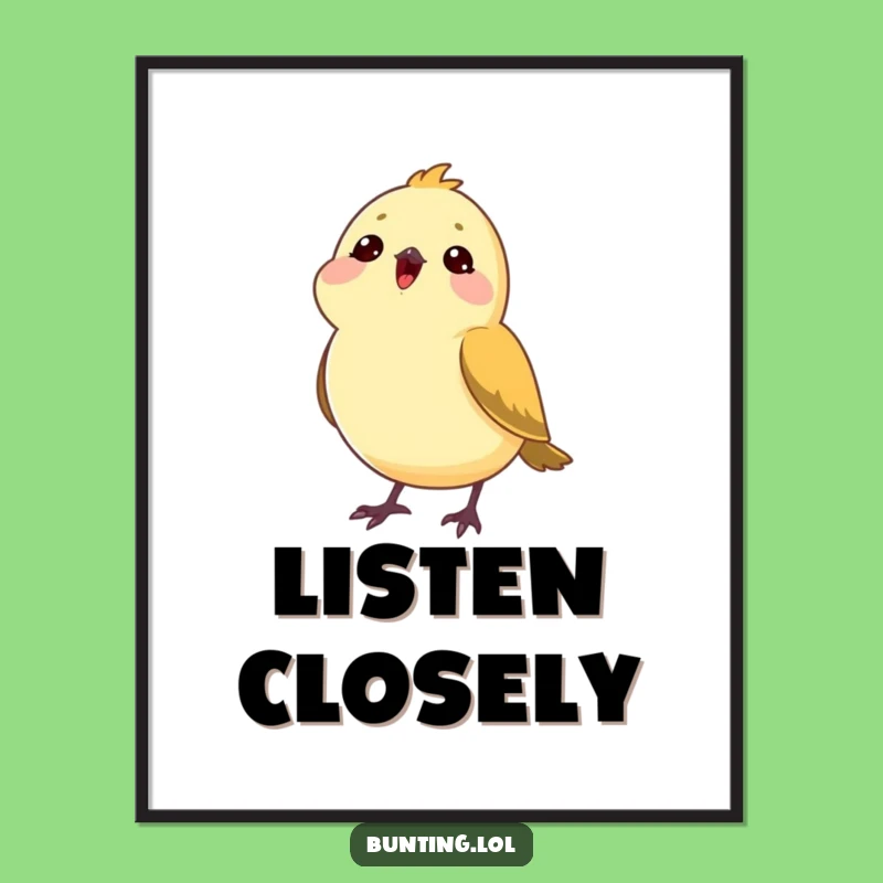 Funny Bunting Head Tilt Poster - Artful Decor for Music Lovers