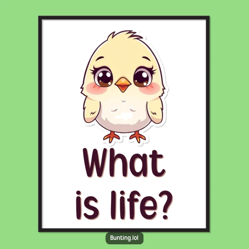 Funny Bunting Poster - Adorable Wide-Eyed Bird Art for a Chuckle-Filled Room