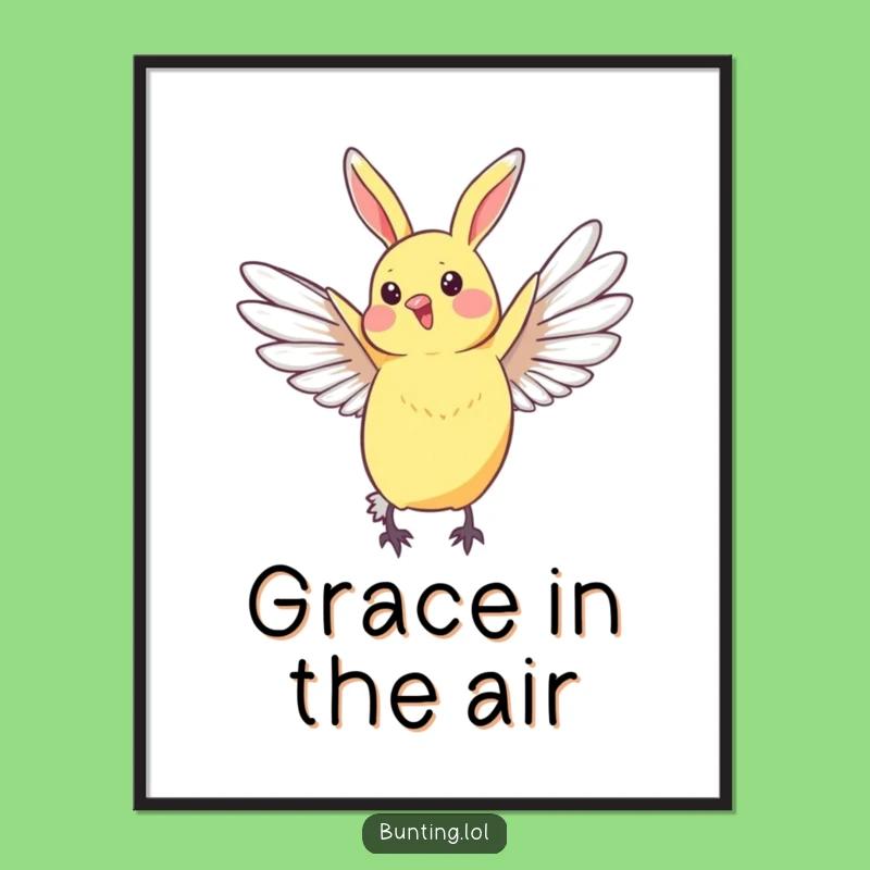 Funny Bunting Bird Poster - Graceful Wing Stretch Art Print, Great Elegant Decor