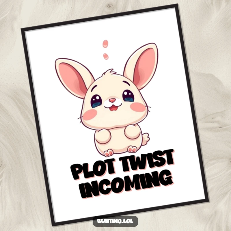 Funny bunting poster, showcasing a bird's hilarious surprised reaction to something unseen, a whimsical wall decoration.