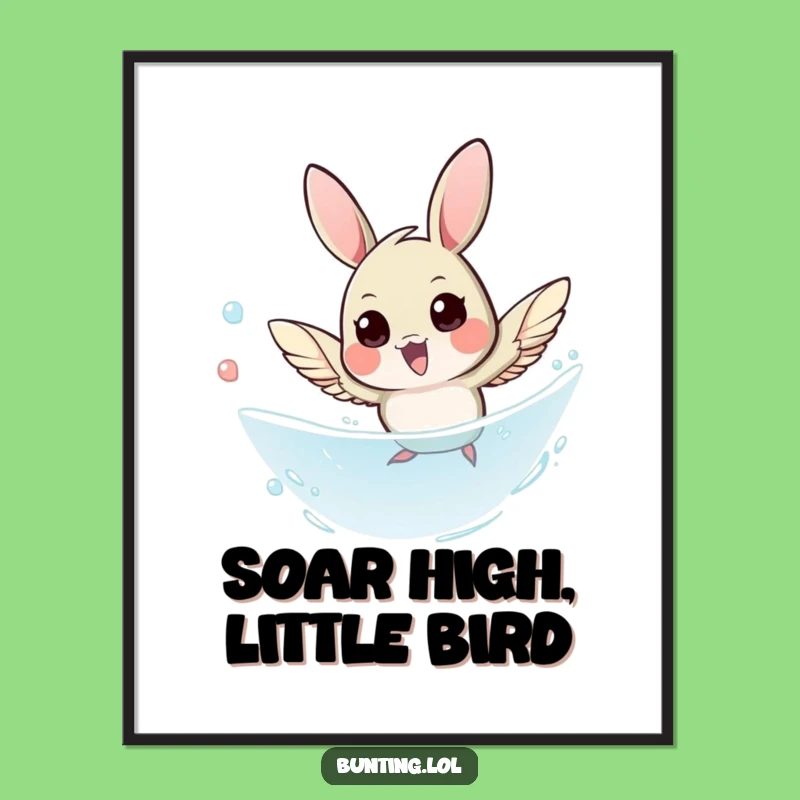 Funny Bunting Dive Poster: Agile Bird's Hilarious Flight for Your Wall - A Perfect Gift!