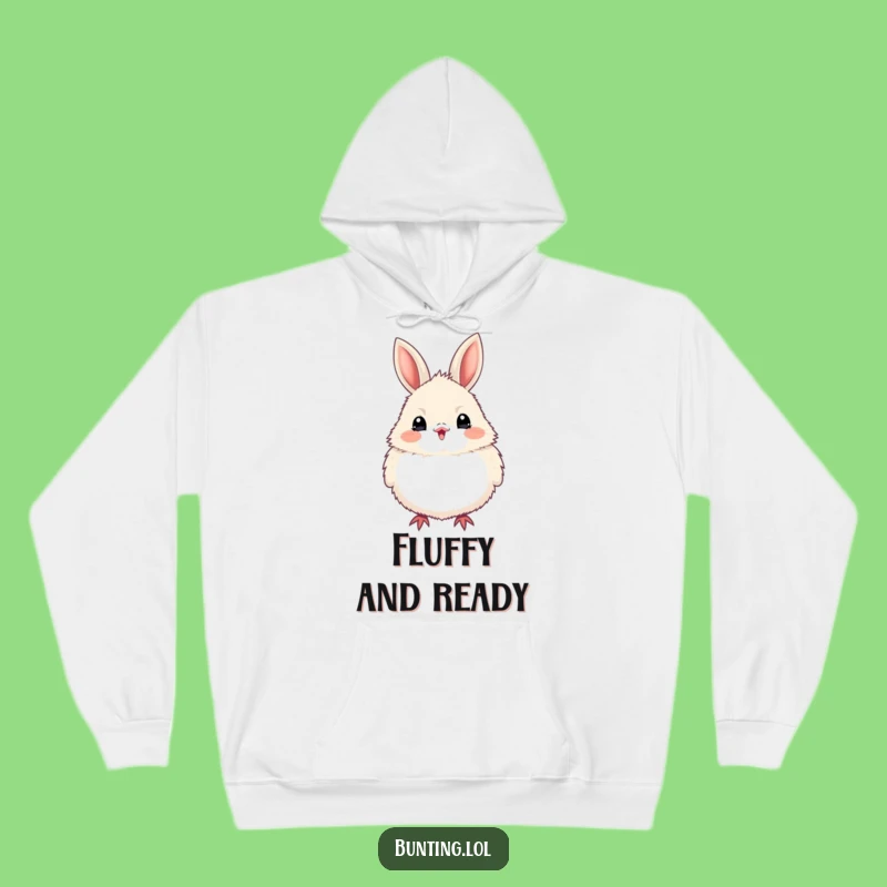 Cozy Funny Bunting Bird Puffed Up Hoodie, Warm and Enthusiastic Avian Wear