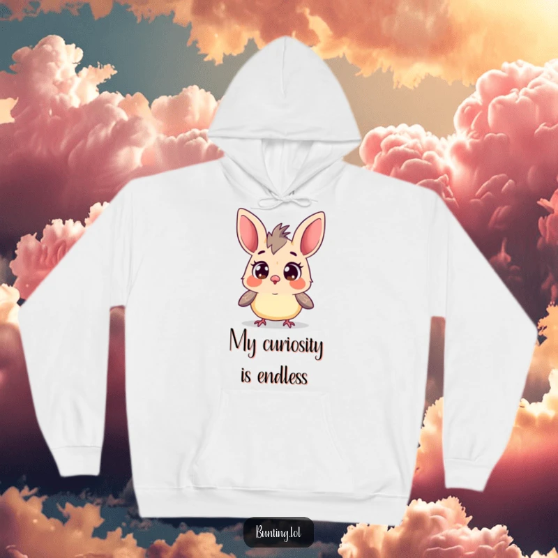 Funny Curious Bunting Hoodie: Comfortable hoodie with a wide-eyed bunting bird curiously surveying its environment.