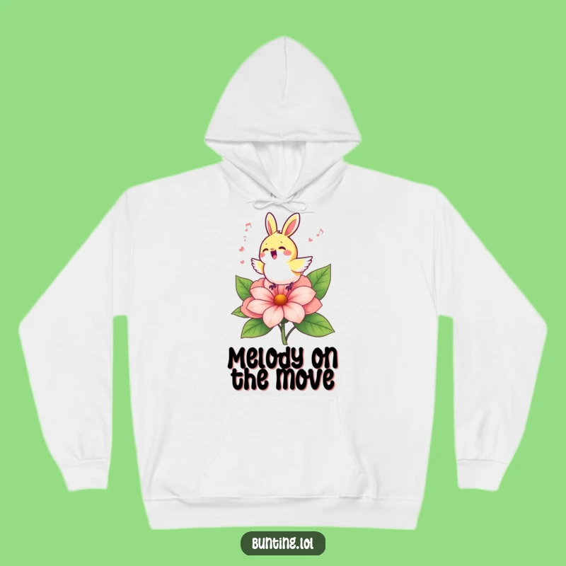 Cozy Funny Bunting Singing on Flower Hoodie: Warm and Cheerful Gift!