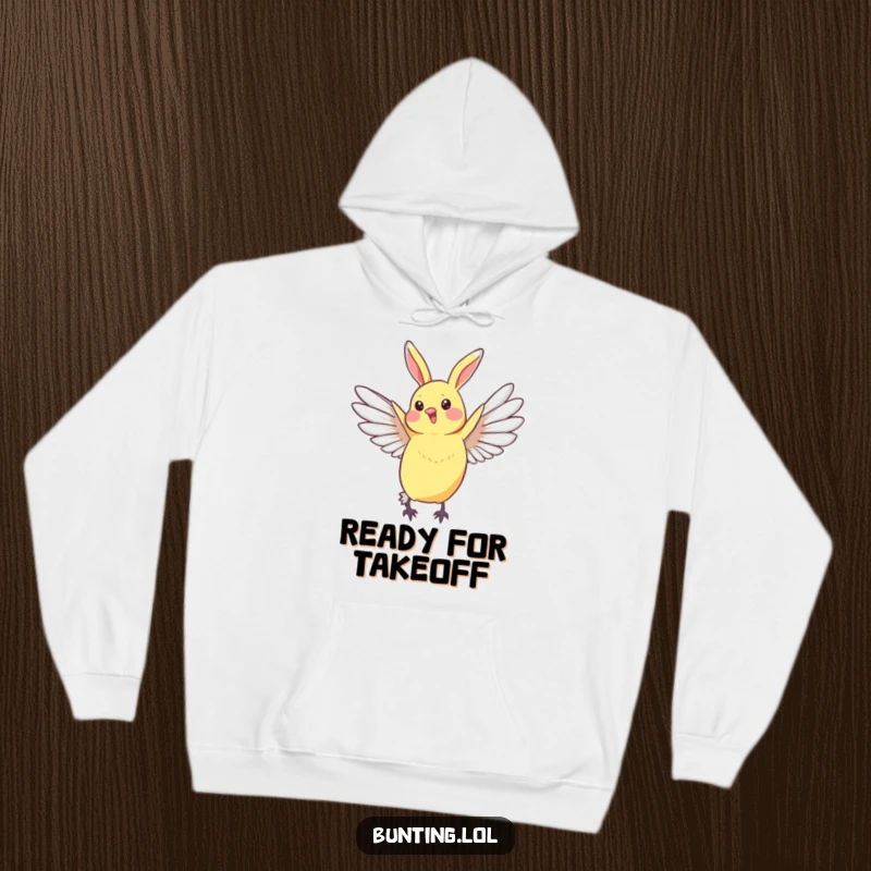 Funny Bunting Hoodie featuring a bird stretching its wings gracefully, evoking a sense of freedom and beauty.