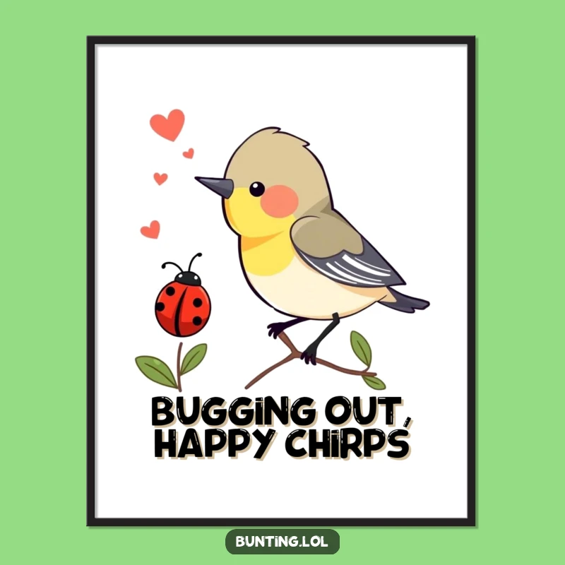 Funny Free Printable Wall Art: Excited Bird & Ladybug - Cute Decor