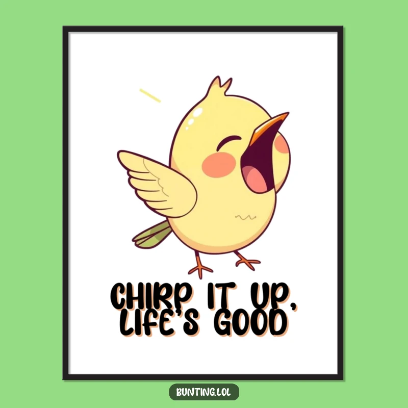 Funny Free Printable Wall Art: Chirping Bunting Bird - Cheerful Home Decor Download