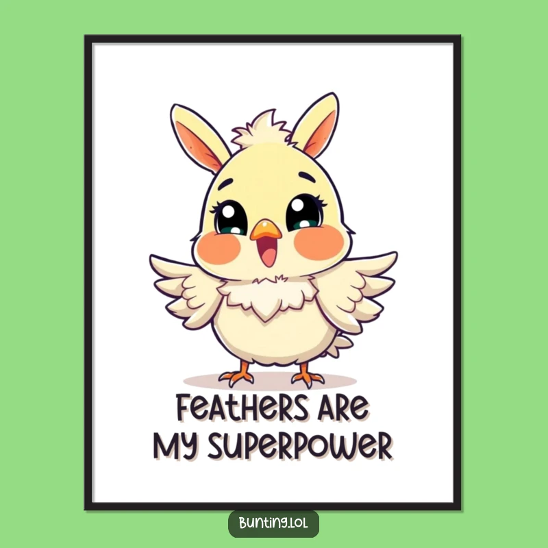 Free Printable Bunting Fluff Wall Art: Funny Downloadable Bird Art for Cheerful Decor