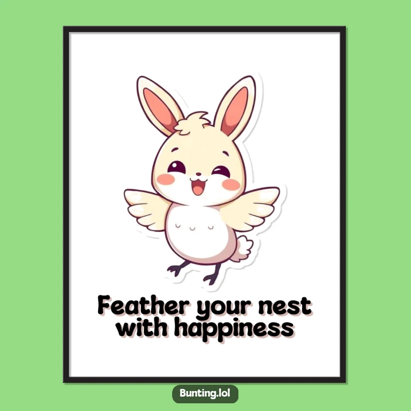 Free Printable Bunting Wall Art: Joyful Bird Flutter Humorous Decor