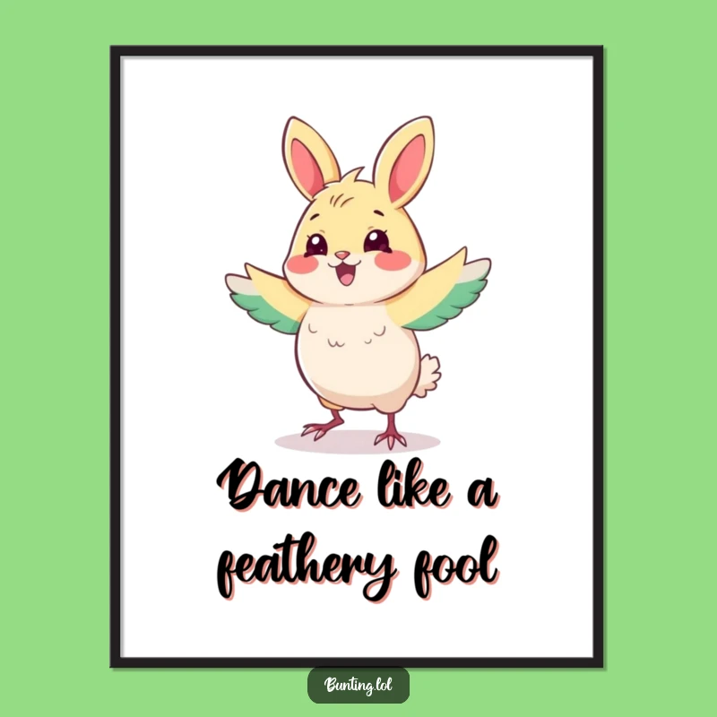 Free Printable Funny Wall Art: Dancing Bunting Character, Downloadable & Print at Home Decor