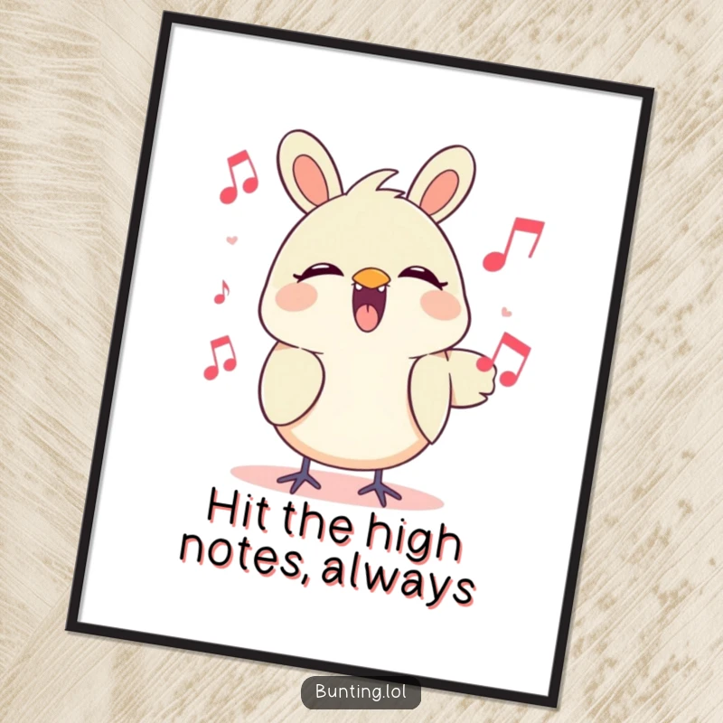 Funny Free Printable Wall Art: Adorable bunting character cheerfully singing a catchy tune, bringing musical joy to any space.