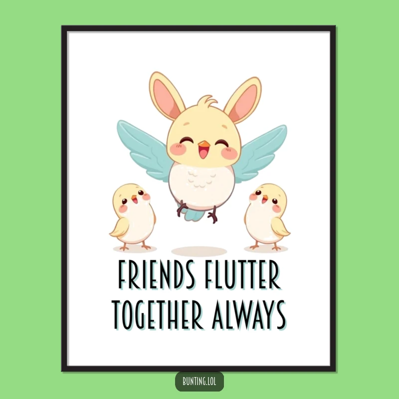 Funny Free Printable Wall Art: Bunting Flies to Friends, Downloadable Home Decor
