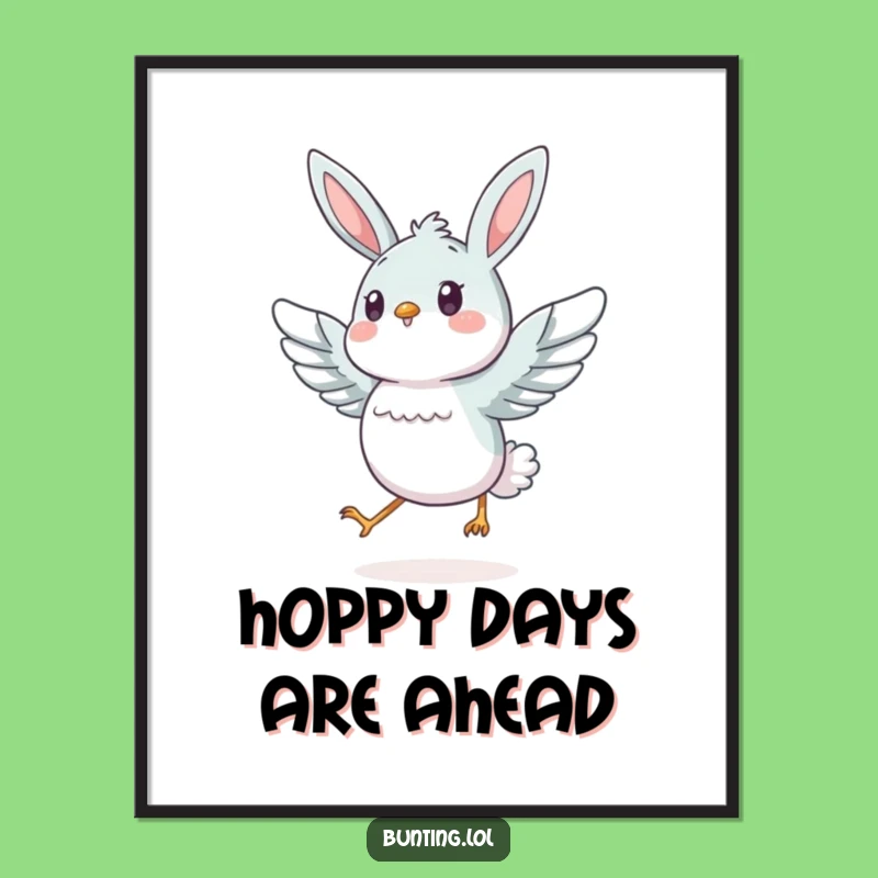 Funny Free Printable Wall Art: Energetic Bunting Hops with Glee, Downloadable Home Decor