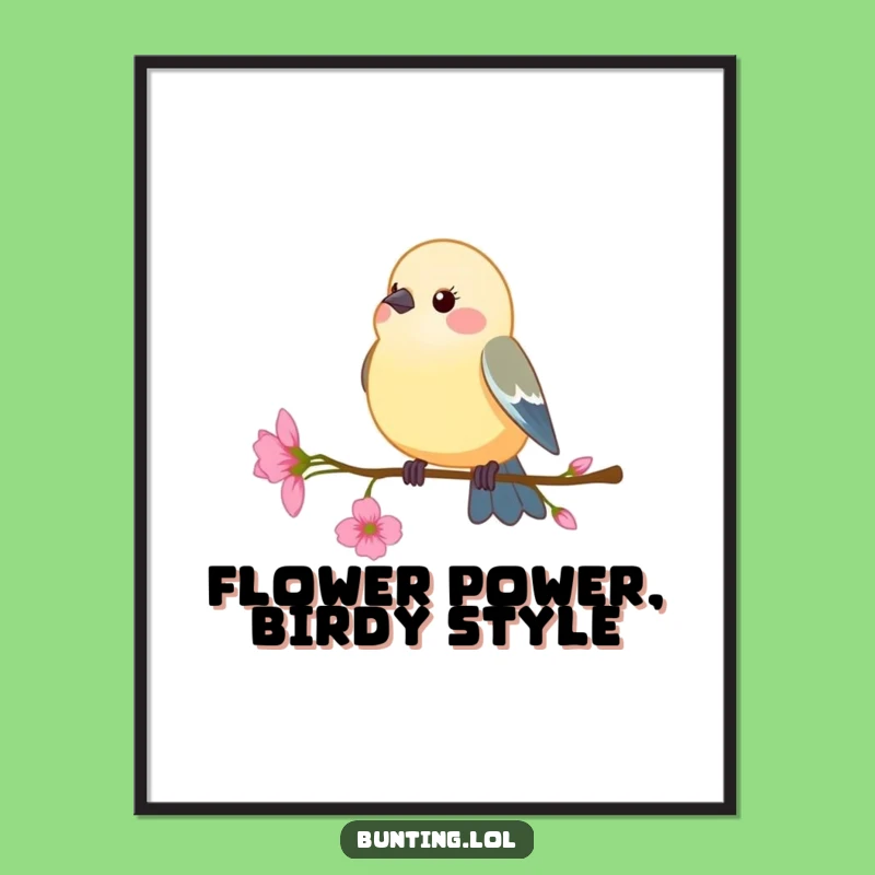 Funny Free Printable Wall Art: Gentle Bunting Bird - Nature Decor