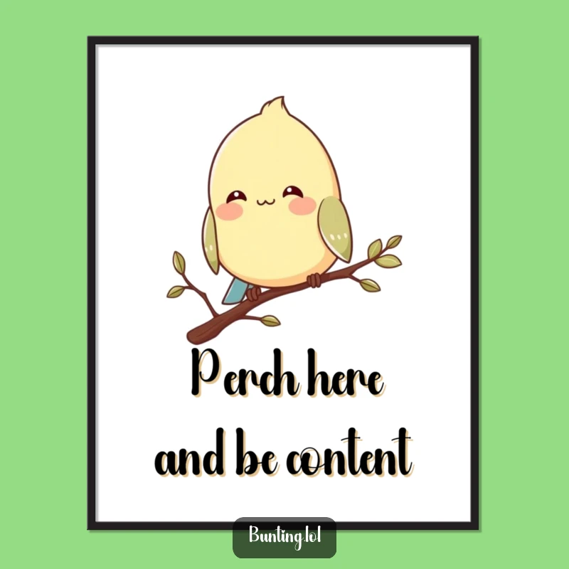 Free Printable Bunting Wall Art: Content Bird Smile Humorous Decor