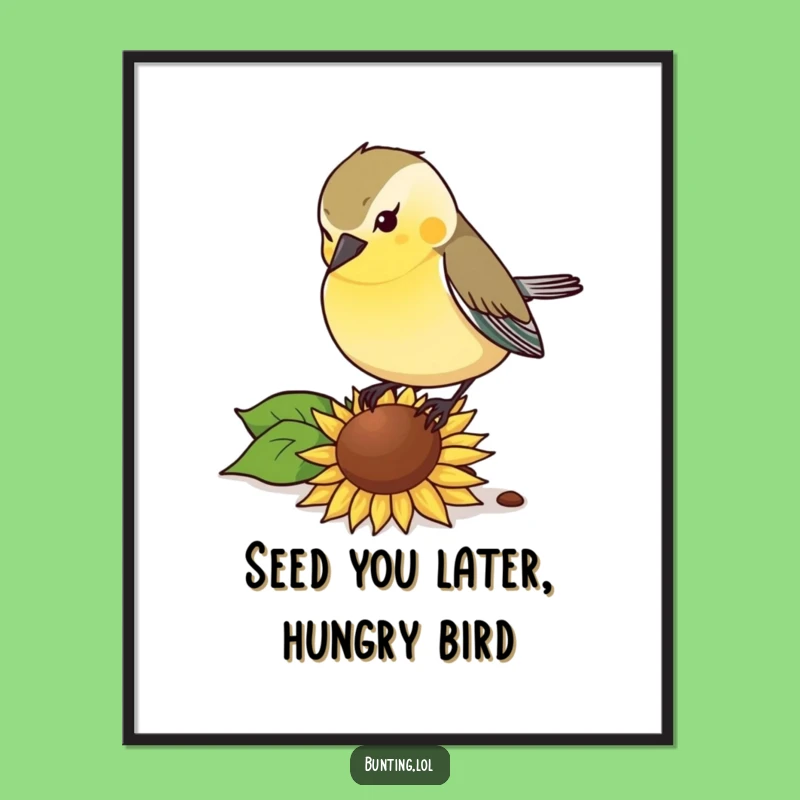 Funny Free Printable Wall Art: Bunting Bird Enjoying Seed - Decor