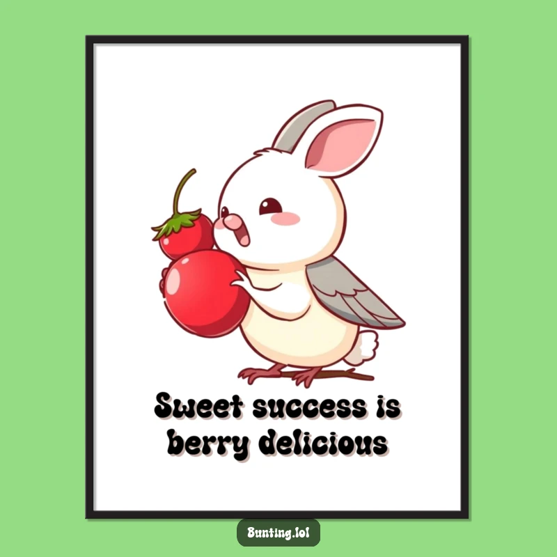 Funny Free Printable Wall Art: Bunting Reaching for Berry, Cute Downloadable Art